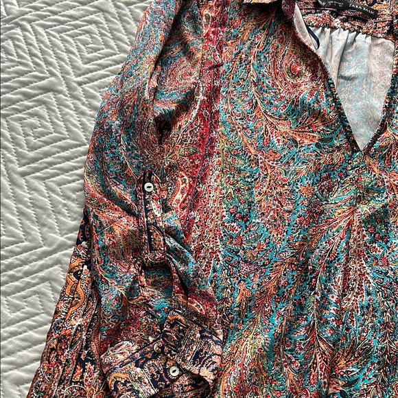 Zara Blue and Red Casual Dress with Flowing Fit size L - Picture 11 of 11